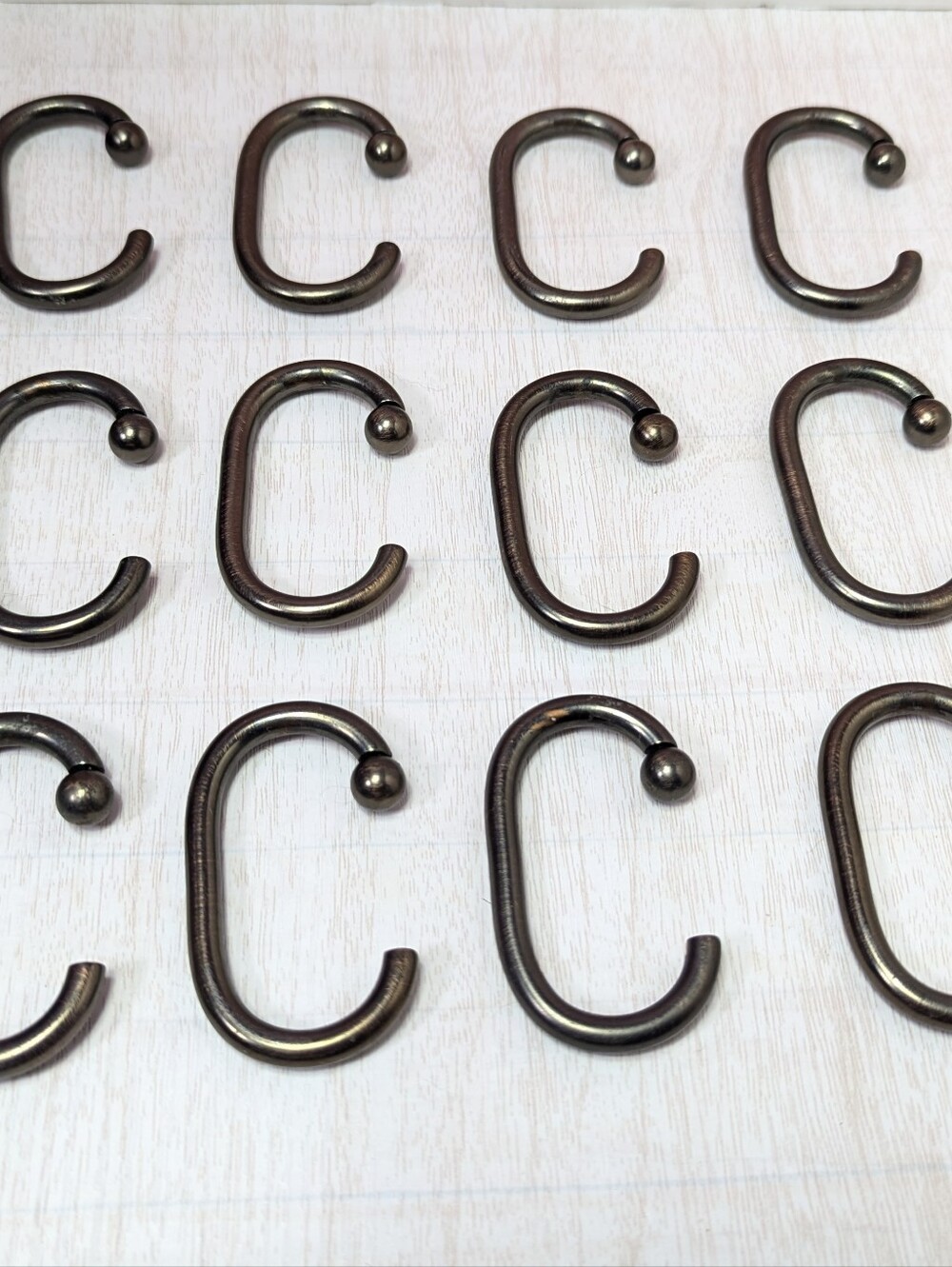 12 Stainless Steel Ball Bronze Tone Shower Curtain Hooks